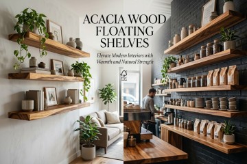 Acacia Wood Floating Shelves: Elevate Modern Interiors with Warmth and Natural Strength